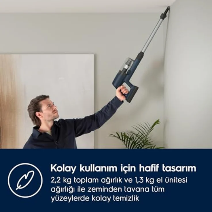 Electrolux EP71UB14DB 900402140, Vertikaler Akkusauger, denim blue mit Hochleistungs-Saugleistung und recyceltem Kunststoff