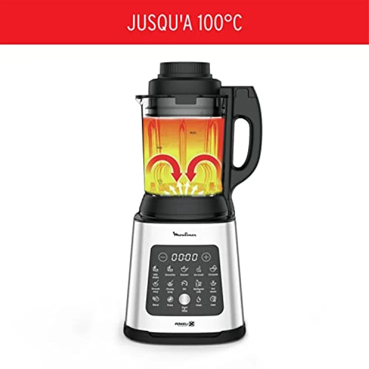 Moulinex LM83SD10 Perfectmix Cook Standmixer 1400 W, 10 Automatikprogramme, abnehmbare Klingen, Tiefenreinigungsfunktion, Dampfkorb, silber, schwarz – Bild 4