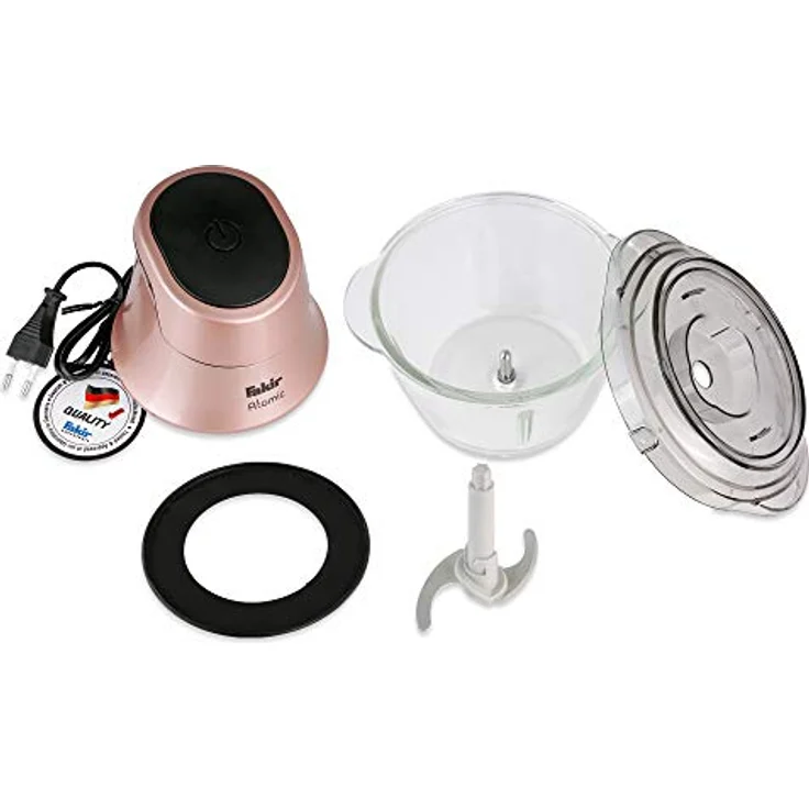 Fakir Atomic Zerkleinerer, 600W, 1 L Behälter, Glas, Edelstahlmesser, rose-gold – Bild 5