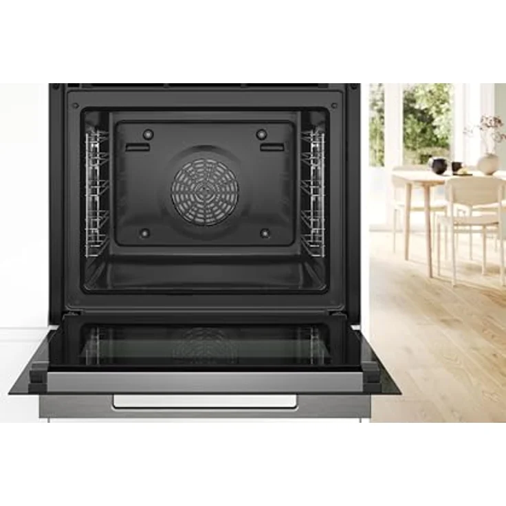 Bosch HRG7764B1, Smarter iQ700 Einbau-Backofen mit Dampfunktion, 60 x 60 cm, Schwarz, Made in Germany, Pyrolyse & Hydrolyse, Bratenthermometer, Air Fry, Farb-Touch-Screen, 4D Heißluft, Bosch Assist – Bild 4
