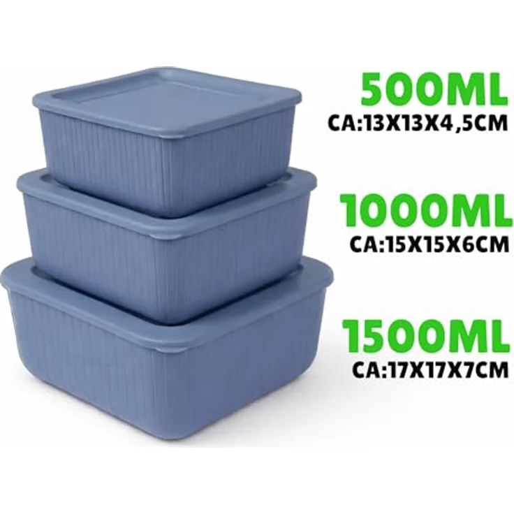 HOPEG Frischhaltedose 3er Set, luftdicht und BPA-frei, Kunststoff Vorratsdosen in Blau, 0,5 L, 1 L, 1,5 L – Bild 7