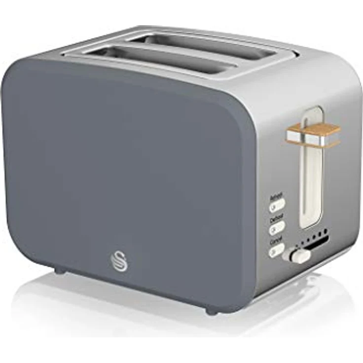 Swan Nordic Frühstücksset, Wasserkocher, 1,7 l, 2200 W, Breitschlitz-Toaster, 2 Scheiben, digitale Mikrowelle 20 l, modernes Design, Holzoptik, grau – Bild 17