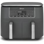 Ninja Dual Zone Digital Air Fryer DZ300EU, 7,6L Heißluftfritteuse mit 2 Schubladen, 6-in-1, ohne Öl, Metallic Grau