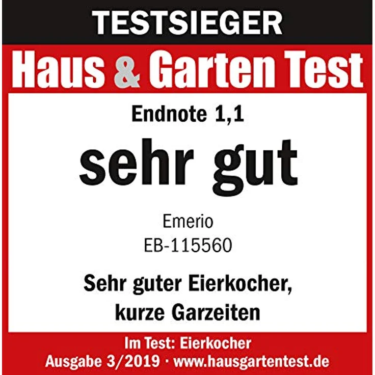 Emerio EB-115560.12 Eierkocher, 6 Eier, 400 Watt, Sprachausgabe, weiß – Bild 2