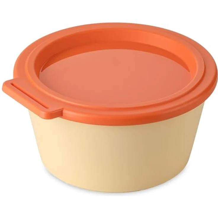 Koziol NORA BOX 700 ml | Bruchfeste und auslaufsichere Frischhaltedose aus biozirkulärem Kunststoff | Spülmaschinen- & gefriergeeignet | Farbe: sweet yellow/strong coral – Bild 1
