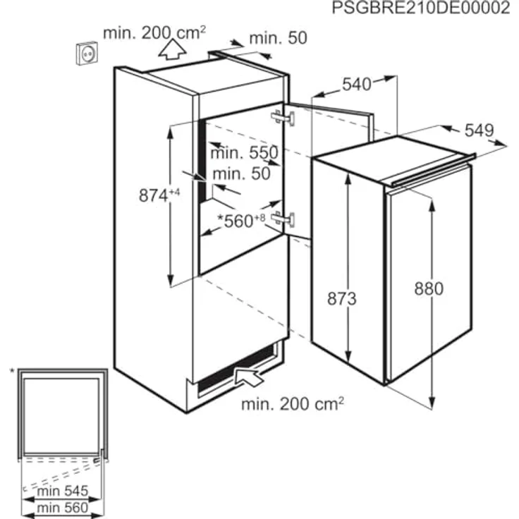 AEG Öko Santo OSK5O88ES Einbau-Kühlschrank mit LED Innenbeleuchtung, mechanischer Temperaturregelung, 3 Glasablagen - Edelstahl – Bild 4