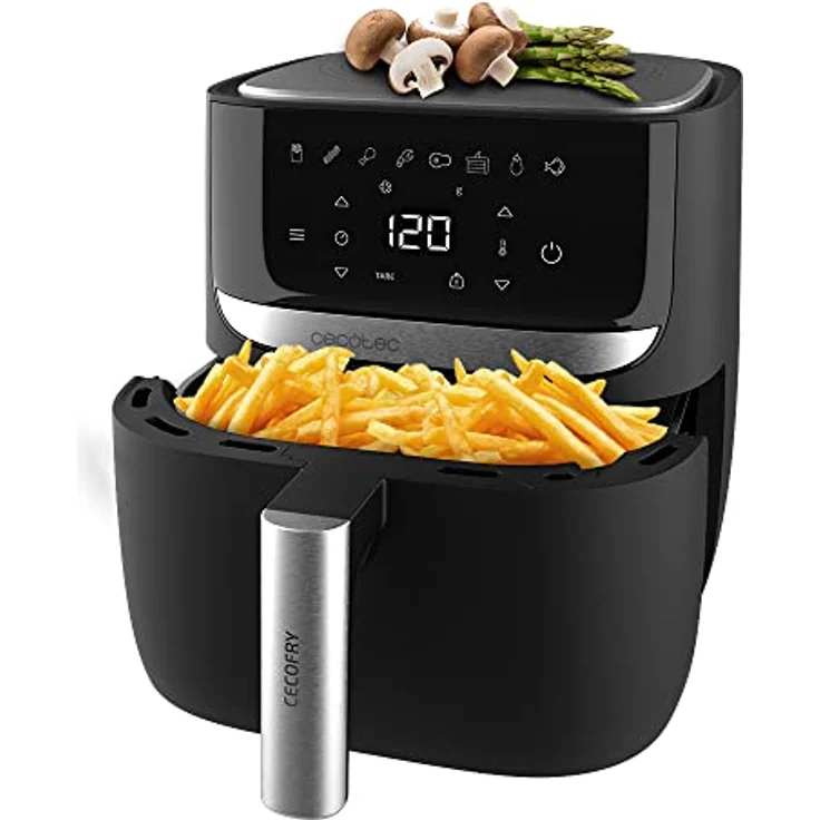 Cecotec Heißluftfritteuse 5,5 L Cecofry Advance Precision. 1700 W, ölfreie Diätfritteuse, Edelstahlfinish, Integrierter Waage, Temperaturregelung, 8 Modi, Betriebstimer – Bild 1