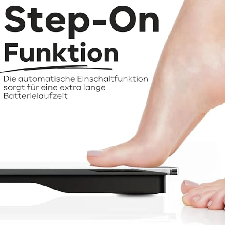 ProfiCare® Waage Personen mit Glasoberfläche | Körperwaage mit Messbereich 5-180 kg & großem LCD-Display | Personenwaage mit Step-On-Automatik | Waage Personenwaage digital | PC-PW 3122 schwarz – Bild 3