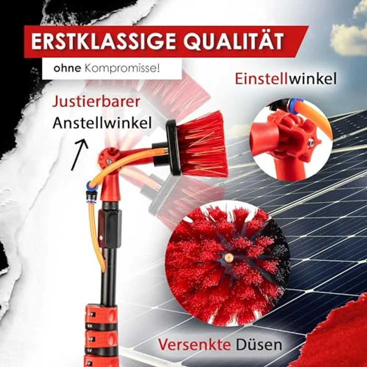 BoomDing Teleskop Waschbürste 4,6 Meter ausziehbar Teleskopstange Fensterreinigung aus Aluminium zur Reinigung von Solaranlage Terrassendach Wintergarten Reinigungsset PV Anlage Reinigung, Umweltfreundlich, inkl. Seifenspender – Bild 5