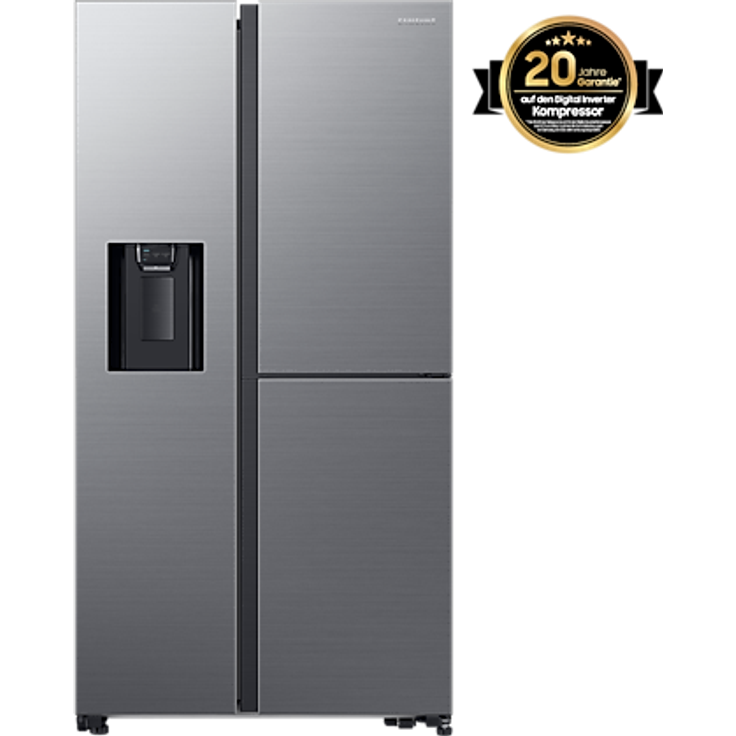 Samsung Side-by-Side mit Food Showcase-Tür und Wassertank, 628 L Edelstahl Look