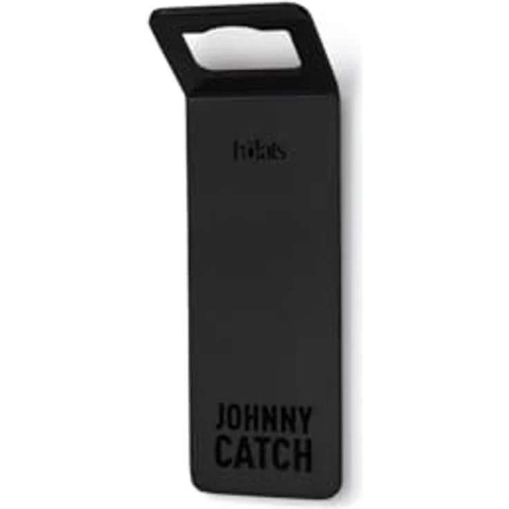 höfats Johnny Catch Magnet schwarz, Wand-Flaschenöffner mit Magnet, fängt bis 20 Kronkorken, schraubenlose Montage, Edelstahl mit PVD Beschichtung – Bild 1
