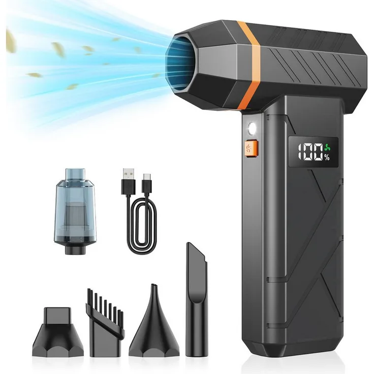 INSE Akku-Handstaubsauger L1-M, Beutelloser elektrischer Air Duster mit 180 W, 140000 U/min, 4 Geschwindigkeitsstufen und Schnellladefunktion, Zubehörset für Computer und Auto