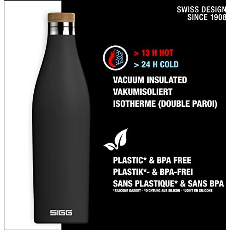 SIGG Trinkflasche Meridian Black 0,7L Thermosflasche, schwarz – Bild 2