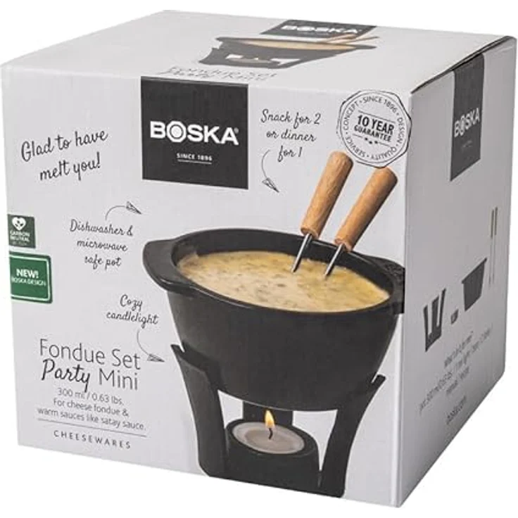 BOSKA HOLLAND Fondue Set Party Mini, 300 ml Fonduetopf aus Keramik mit Untergestell, schwarz, inklusive 2 Fonduegabeln – Bild 7
