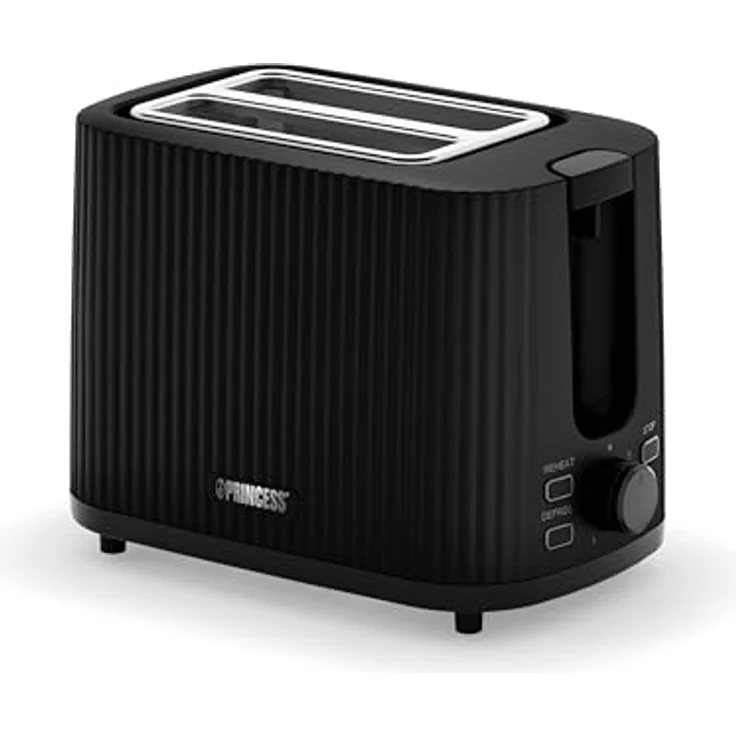 Princess Toaster Wave, Edelstahl-Optik, 2 Scheiben, 7 Bräunungsstufen, Auftau- und Aufwärmfunktion, Krümelschublade, kompaktes Design, 142358 – Bild 1