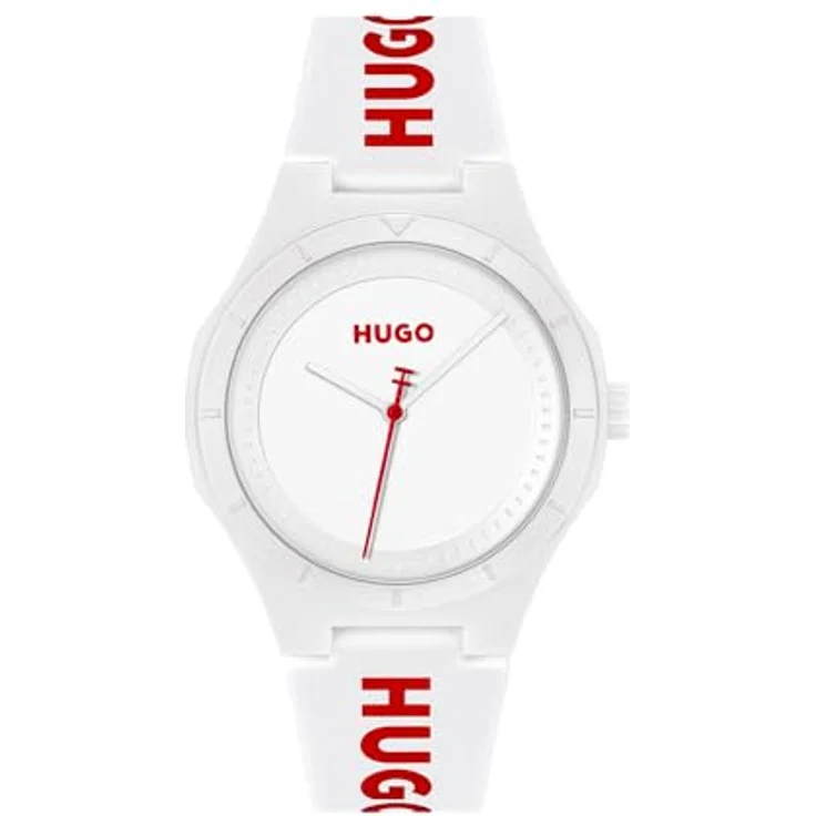 HUGO Analog Quarzuhr #LIT for HIM, Silikonarmband in Weiß, präzise 3-Zeiger-Anzeige, 42 mm Gehäusedurchmesser, wasserabweisend bis 5 bar – Bild 1