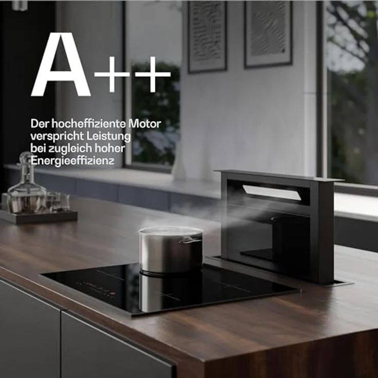 Klarstein Velaire Dunstabzugshaube 60cm - A++ Downdraft mit 853 m³/h Luftstrom, Touch-Bedienung, LED-Beleuchtung, spülmaschinenfester Filter, leise und energiesparend – Bild 5