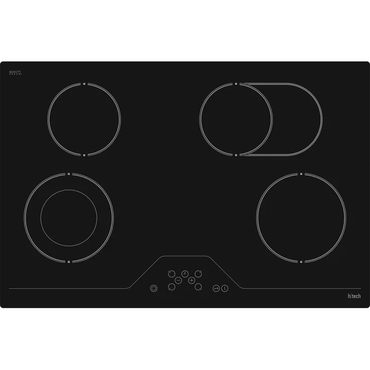 h|tech HTK65760 EG8360 Glaskeramik-Kochfeld, autark 78 cm, 4 Kochzonen, Touchcontrol, 6,5 kW