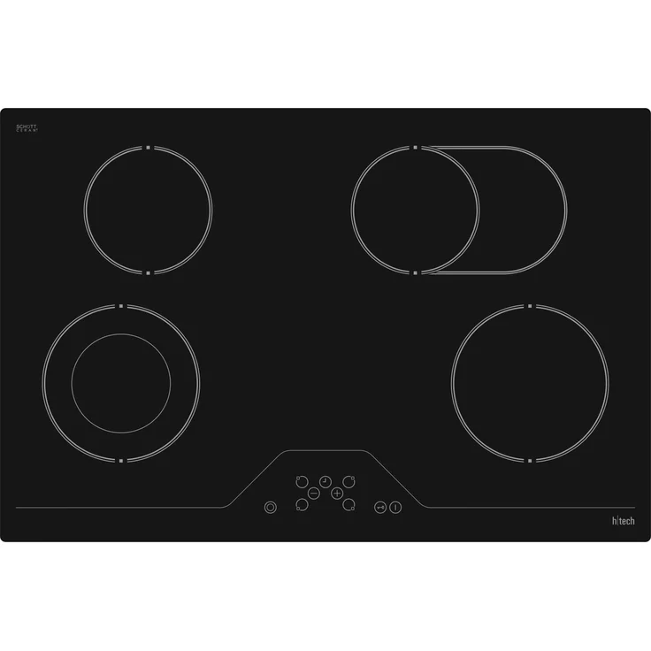 h|tech HTK65760 EG8360 Glaskeramik-Kochfeld, autark 78 cm, 4 Kochzonen, Touchcontrol, 6,5 kW