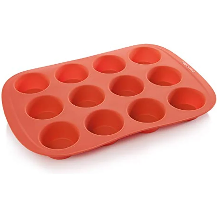 Tescoma Backform DELÍCIA für 12 Muffins, hochwertige Silikonform, flexibel, rot – Bild 1