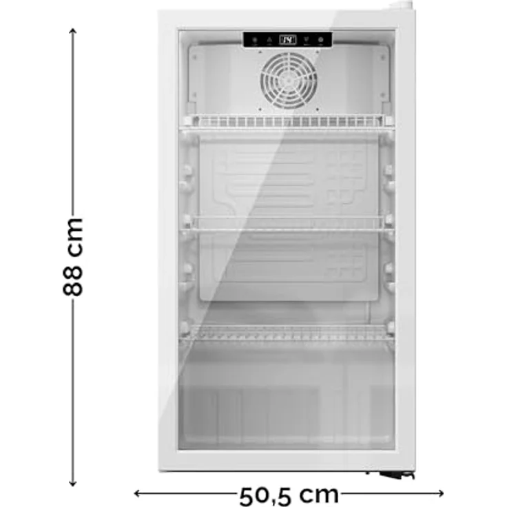 YUNA Cool-View GKS90W Glastürkühlschrank mit 89 L, digitale Temperaturanzeige, Umluftkühlung, Energieeffizienzklasse C, weiß – Bild 2