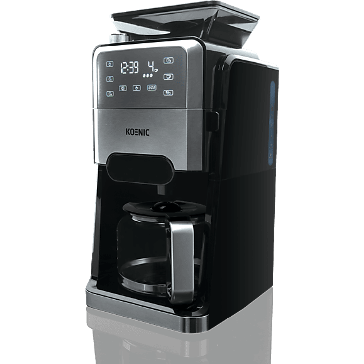 KOENIC KCM 141224, Filterkaffeemaschine mit integriertem Grinder, Schwarz/Edelstahl