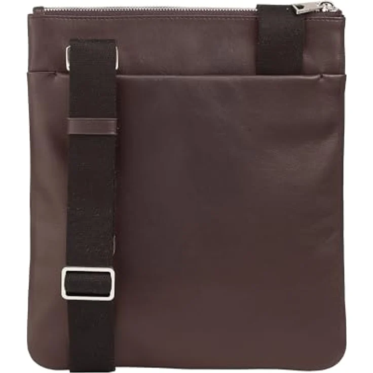 DuDu Herren Lederhandtasche, Herren Umhängetasche mit Reißverschluss, Verstellbarer Gurt Burgundy – Bild 2