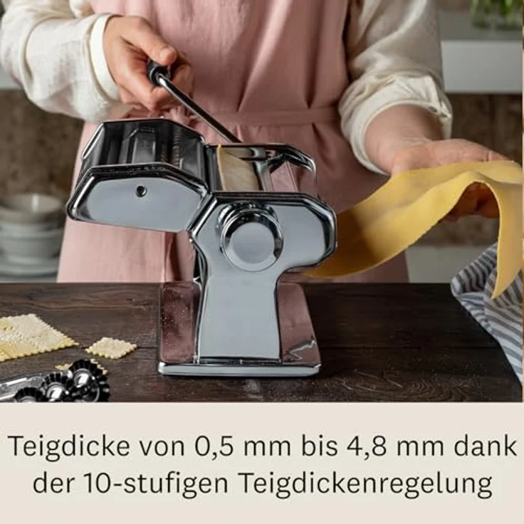 Marcato Multipast, Pastamaschinen-Set aus verchromtem Stahl, vielseitig einsetzbar für Lasagne, Ravioli, Spaghetti und Pappardelle, 20 x 20 x 15 cm, einfach zu bedienen und reinigen – Bild 4