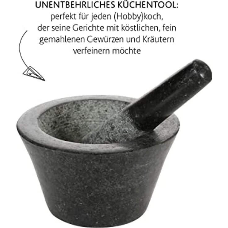 BOSKA Mörser Herbs, robuster Look, Spülmaschinenfest, aus Granit, Schwarz / 175 x 175 x 100 mm – Bild 3