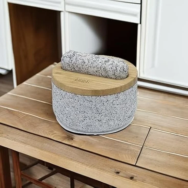 Joseph Joseph Mörser Dash, (Set, 3-tlg), aus Granit mit Bambusdeckel, stilvolles Design mit multifunktionalem Bambusdeckel – Bild 6