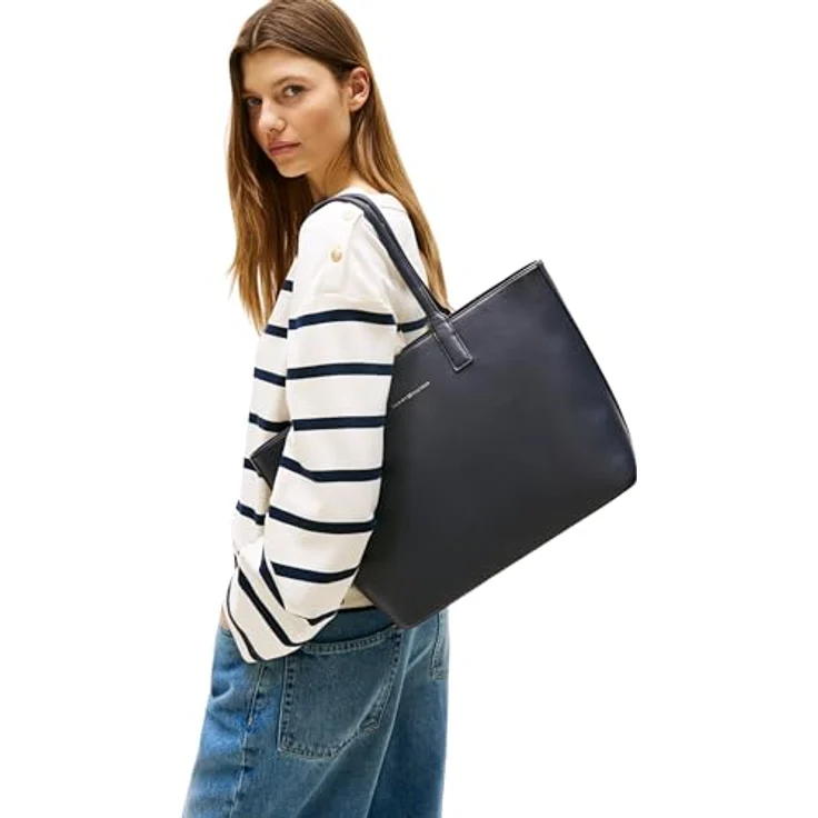Tommy Hilfiger Logotape Shopper Tasche, 44 cm, space blue, 100% Polyurethan – Bild 5