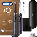 Oral-B iO Series 8 Plus Edition Elektrische Zahnbürste/Electric Toothbrush, Doppelpack PLUS 3 Aufsteckbürsten inkl. Whitening + Magnet-Etui, 6 Putzmodi, Geschenk Mann/Frau, black/violet