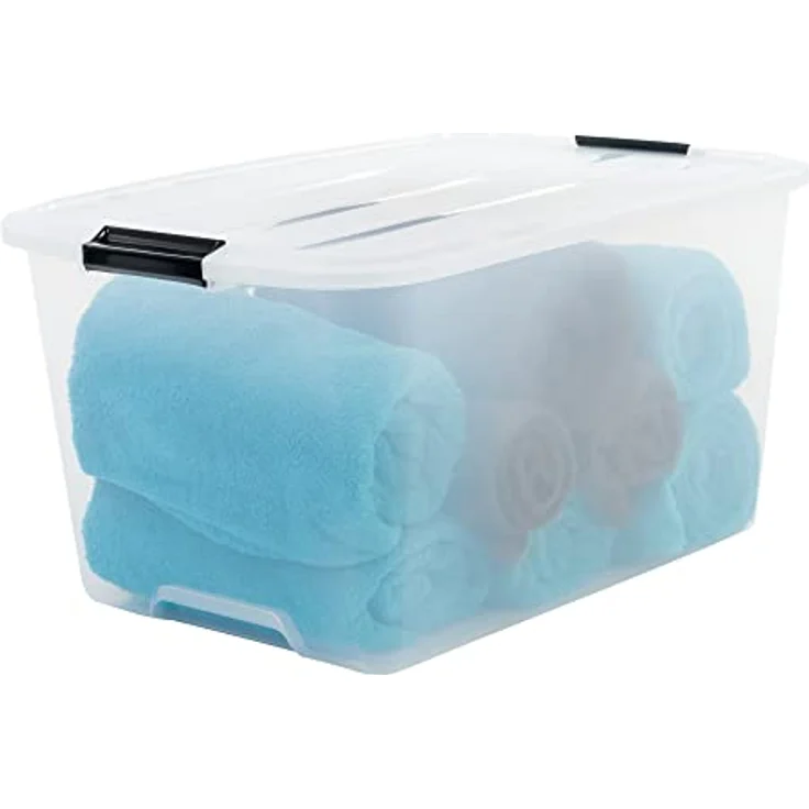 IRIS 6er-Set stapelbare Aufbewahrungsboxen 'Top Box', mit Deckel und Klickverschluss, 45 Liter, Kunststoff - Plastik, transparent – Bild 3