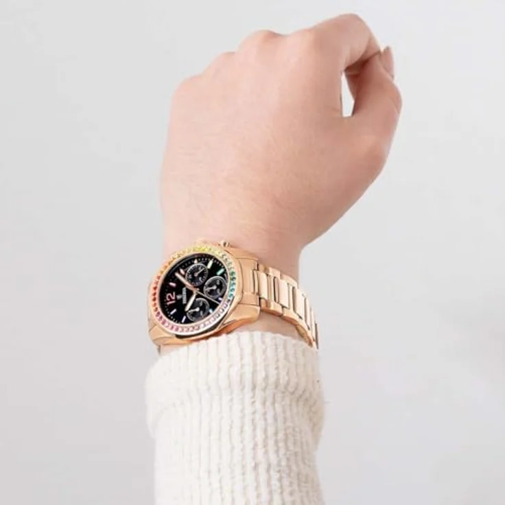 Festina Damen Uhr F20639/3 Boyfriend Rainbow, schwarz, rosé vergoldet – Bild 3