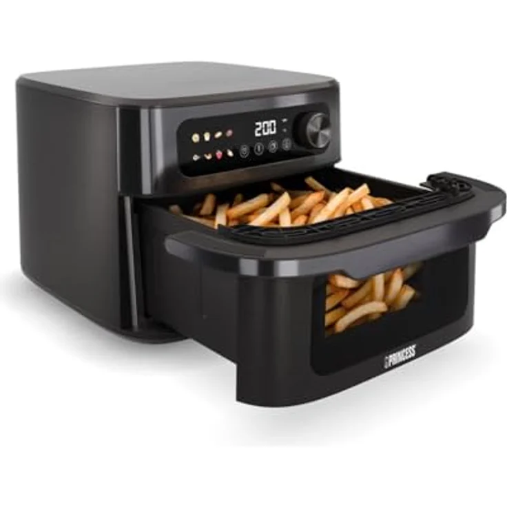 PRINCESS Heißluftfritteuse 182480 MAXI CRISP, 1800 W, 10 L, schwarz, 8 Programme, Zeitschaltuhr – Bild 3