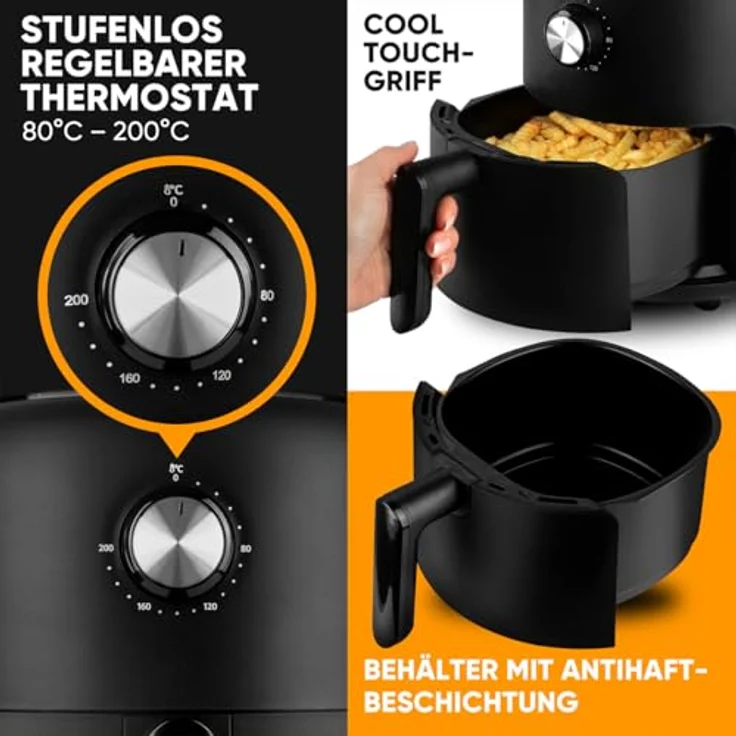 BOMANN Heißluftfritteuse FR 6076 H CB, Heißluftfritteuse 360° Air-Flow, kein Öl o. Fett, schwarz – Bild 4