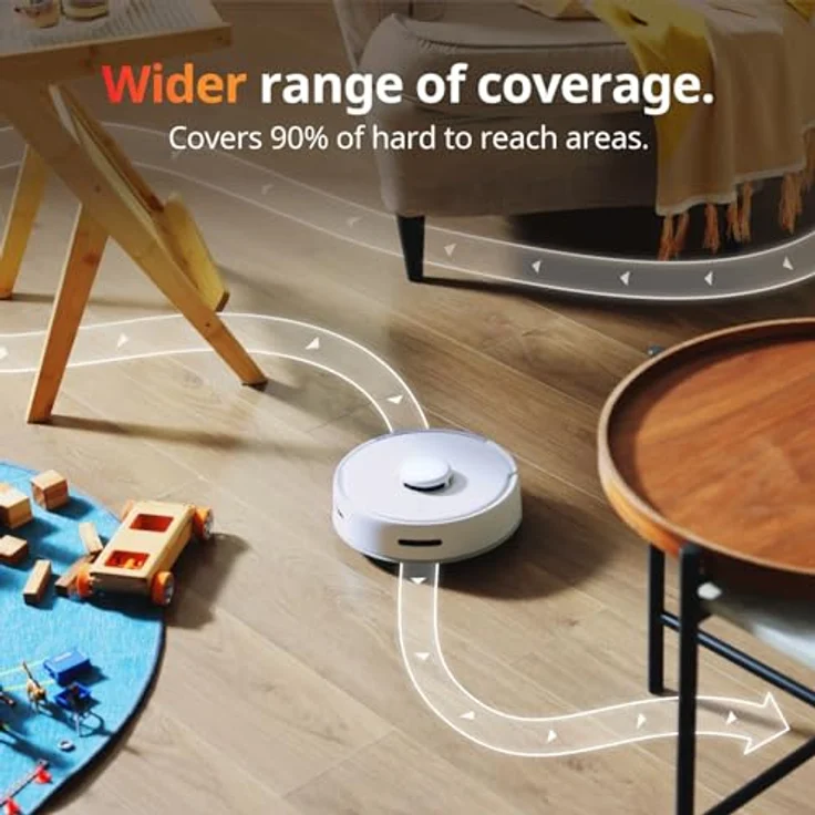 SwitchBot Minisaugroboter K10+ mit Absaugstation für 70 Tage Reinigung, LiDAR-Navigation, Smarte Kartierung, 2500Pa Saugkraft, 48dB Ultraleise, 150Mins Max, kompatibel mit Alexa, 2.4G WiFi-Verbindung – Bild 2