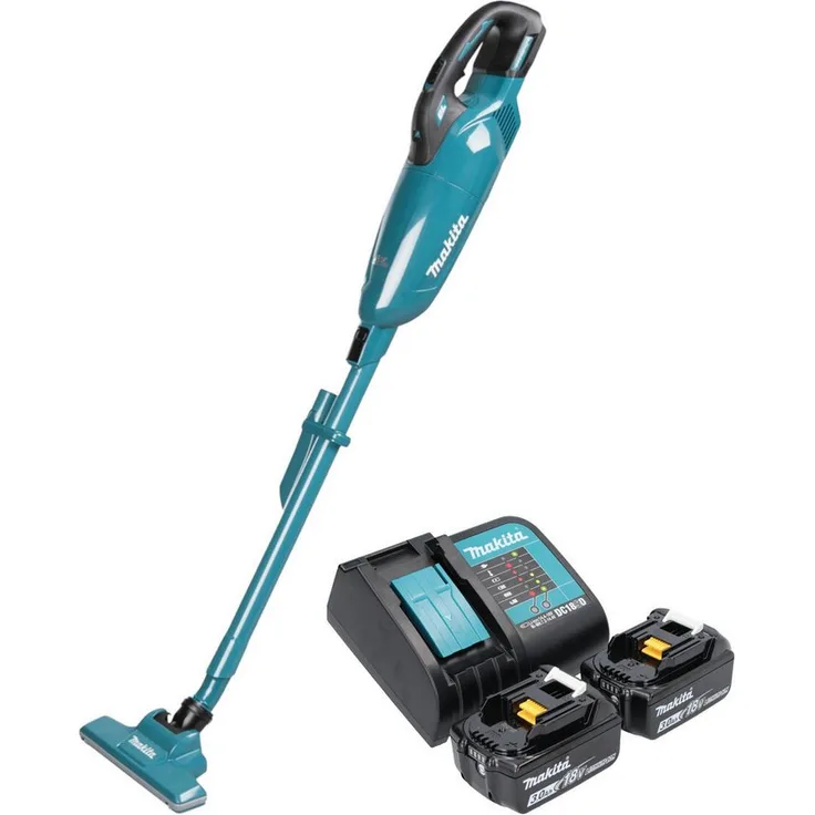 Makita DCL 283 FSF, Akku-Handstaubsauger 18 V mit 0,73 l Behälter, 2x 3,0 Ah Akku und Ladegerät, Brushless Motor
