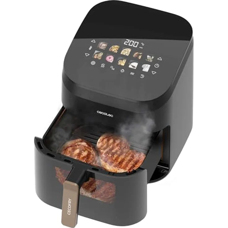 Cecotec Cecofry&Grill Smokin' 6500, Heißluftfritteuse ohne Öl 6,5L mit Grillfunktion, Doppelwiderstand, integrierter Smoker, 2200W, Temperaturregelung 40-200°C, 10 Menüs – Bild 2