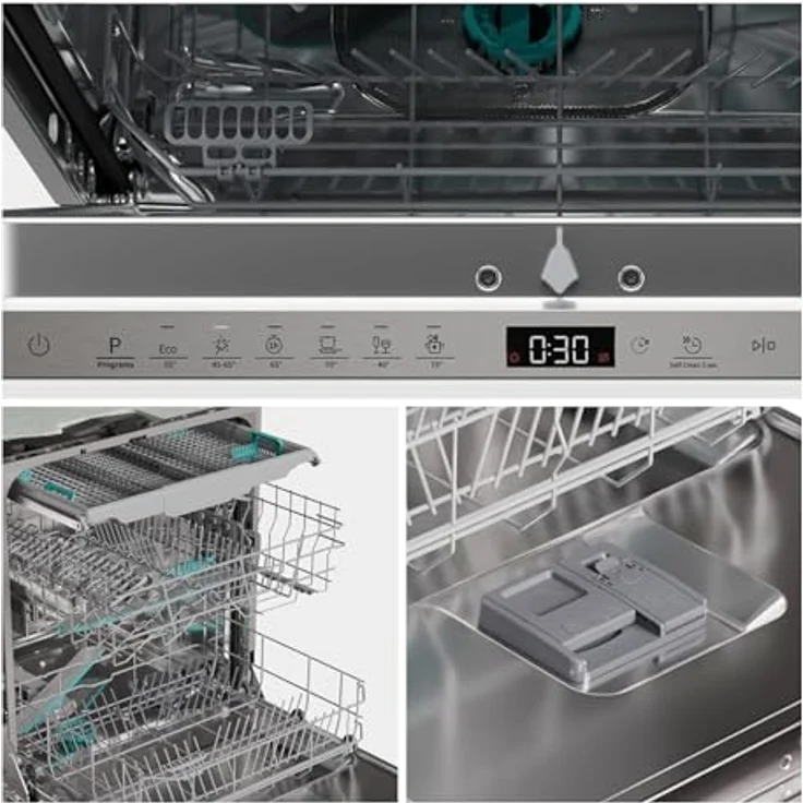 Hisense HV16D5, Voll integrierter Geschirrspüler, 60 cm, 16 Maßgedecke, Weiß, Half Load, Quick Wash, Aquastop – Bild 5