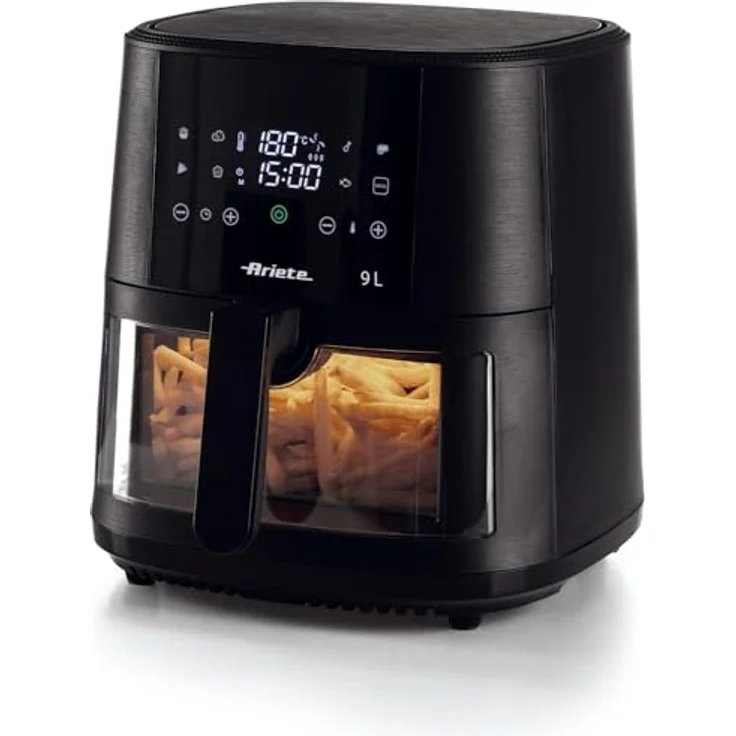 Ariete 4630 Heißluftfritteuse 9 l, 1500 W, 8 Programme, Grillfunktion, bis zu 3,5 kg Frittiergut, Temperatur bis zu 200 °C, transparenter Korb, schwarz – Bild 1