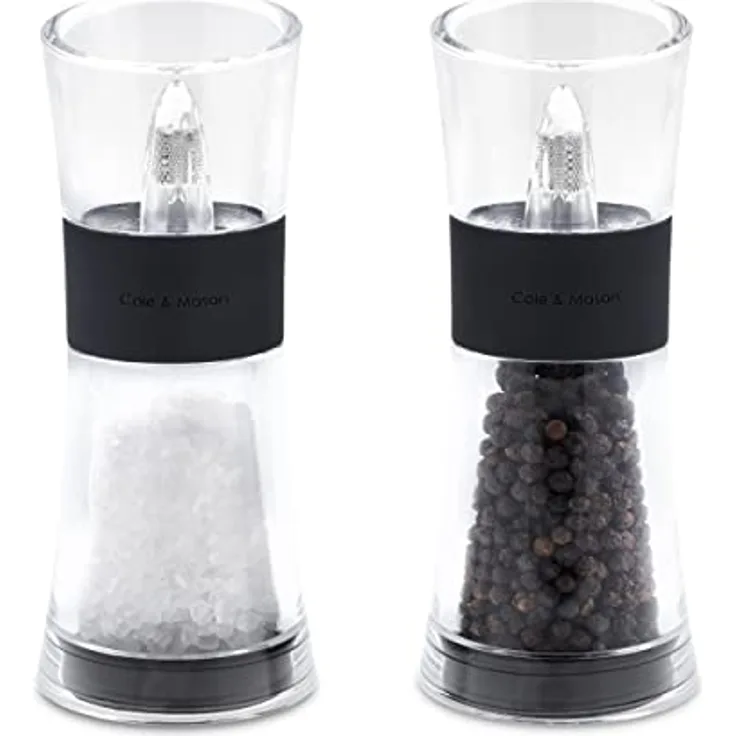 Cole & Mason H581580 Flip 180 Schwarz Salz und Pfeffer Mühle, 2er Set Manuell, Acryl, 154mm, Classic Inverta