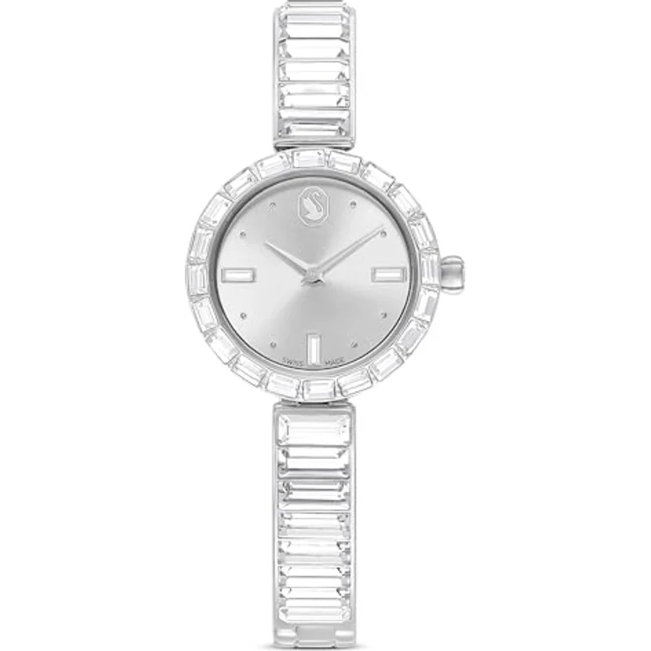 Swarovski Matrix Bangle Uhr, Schweizer Produktion, Kristallarmband, Silberfarben, Edelstahl – Bild 1