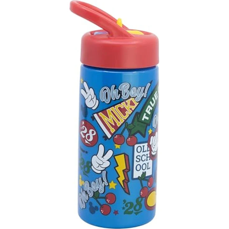 Disney Mickey Mouse Trinkflasche, Kinder Wasserflasche mit 410 ml Fassungsvermögen für Schule und unterwegs, kindgerechte Handhabung – Bild 2