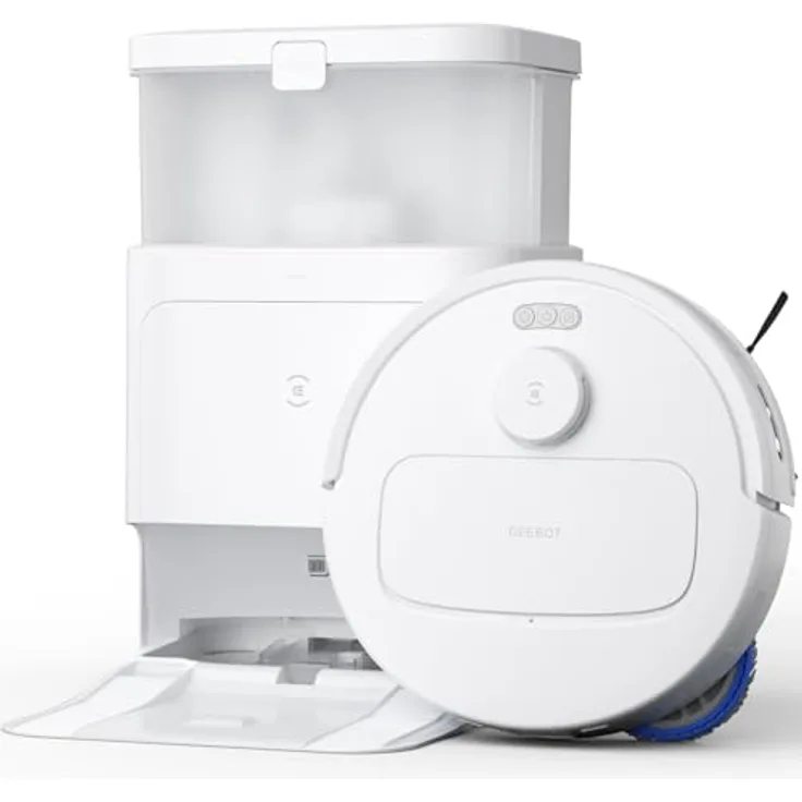 ECOVACS DEEBOT N30 PRO Omni Saugroboter mit Wischfunktion, 10.000 Pa Saugleistung, ZeroTangle 2.0-Technologie, TruEdge Kantenreinigung, 60℃ Heißwasser Wischmopp Reinigung, Heißlufttrocknung, Weiß