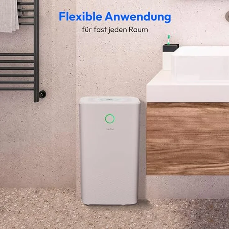 MEDION DH12 Luftentfeuchter (elektrisch, 12Liter/23h, bis zu 15qm, 38db leise, Badezimmer, Schlafzimmer, 2 Liter Wassertank, Wäschemodus, Timer, Bodenrollen, MD12047) – Bild 4
