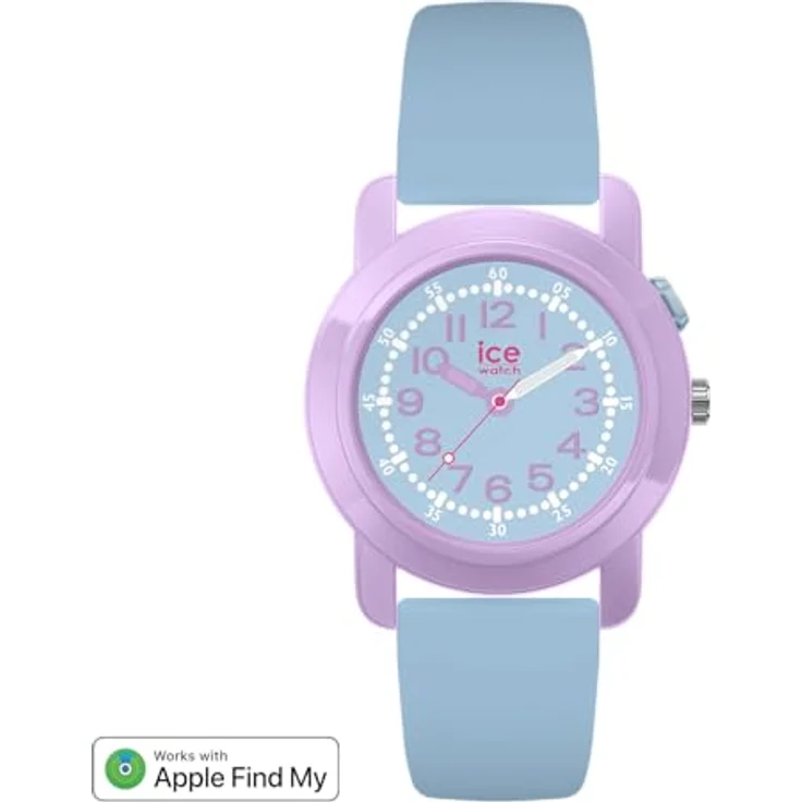 ICE-WATCH Ice Watch 024915, analoge Armbanduhr mit violettem Gehäuse und himmelblauem Silikonarmband, wasserdicht bis 3 bar, 34 mm Durchmesser – Bild 3