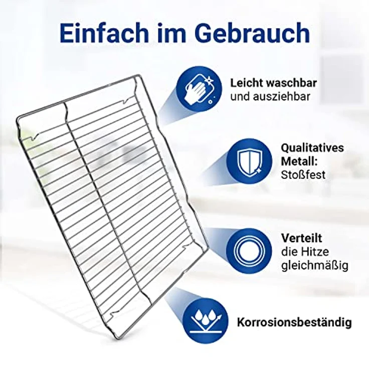 VIOKS Gitterrost für Backofen Ersatz Grillrost 455x375mm HEZ634000 für Bosch 00577170 & Grillrost Edelstahl Grillrost Backofen Rost Gitter für Ofen – Bild 4