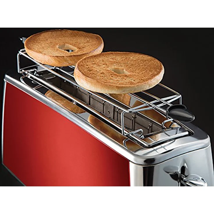 Russell Hobbs Langschlitz Toaster Luna rot, extra breite 1 Langschlitzkammer, Brötchenaufsatz, 6 einstellbare Bräunungsstufen + Auftau- & Aufwärmfunktion, Schnell-Toast-Technologie, 1420W, 23250-56 – Bild 3
