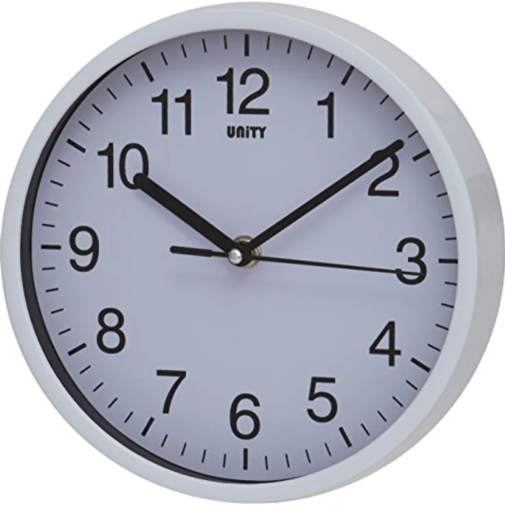 UNITY Radcliffe Wanduhr, geräuschlos, Plastik, weiß, 20 cm L x 20 cm W